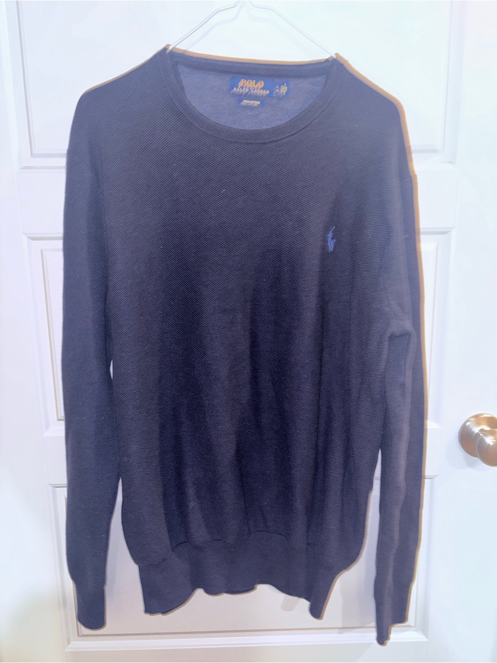 Ralph Lauren Navy Crewneck Sweater with Polo Logo